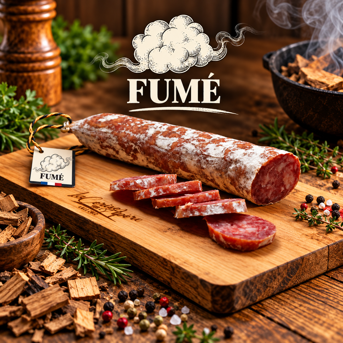 Saucisson fait en Auvergne Fumé
