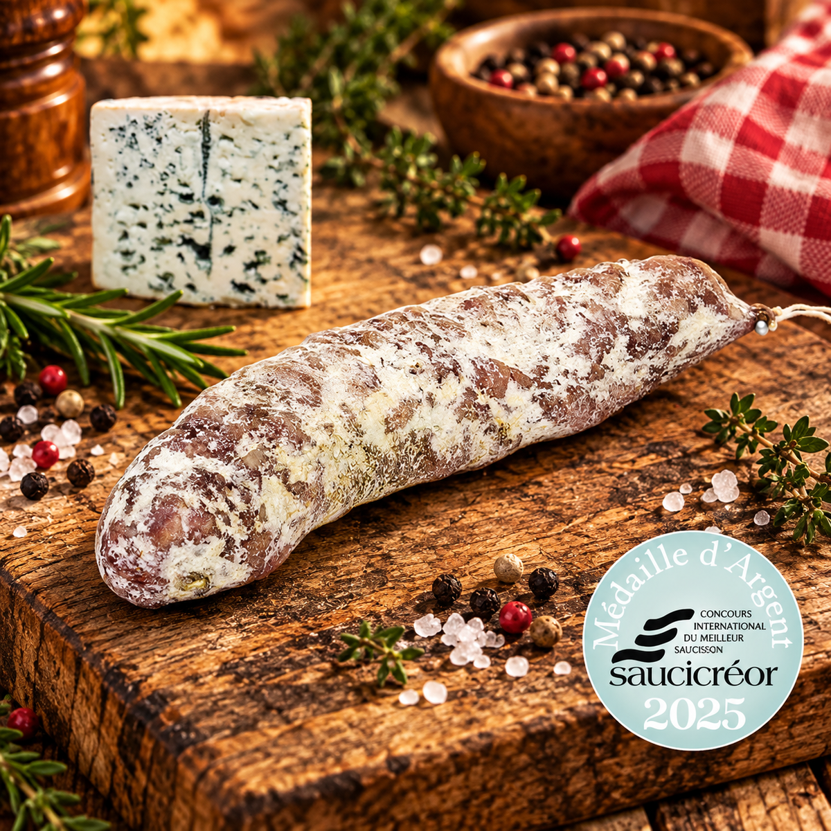 saucisson sec au bleu d'auvergne