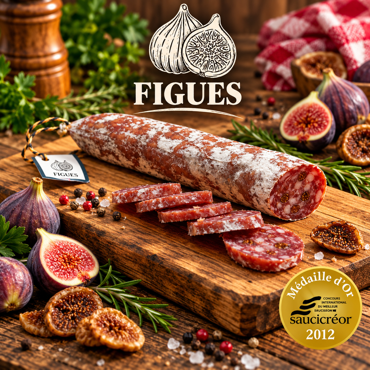 Saucisson fait en Auvergne aux Figues