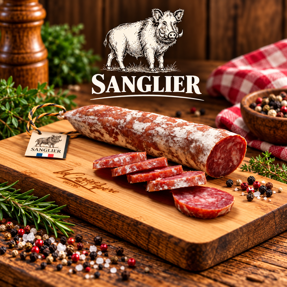 Saucisson fait en Auvergne au Sanglier